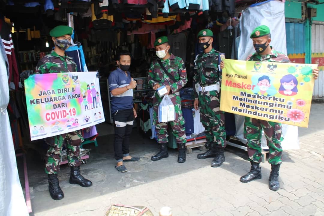 Korem 043/Gatam Laksanakan Himbauan dan penegakan Disiplin Protokol Kesehatan Covid 19